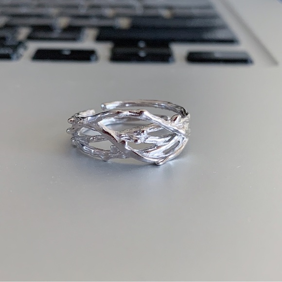 Irregular silver ring net ring multi layer ring sterling silver ring - Picture 3 of 7